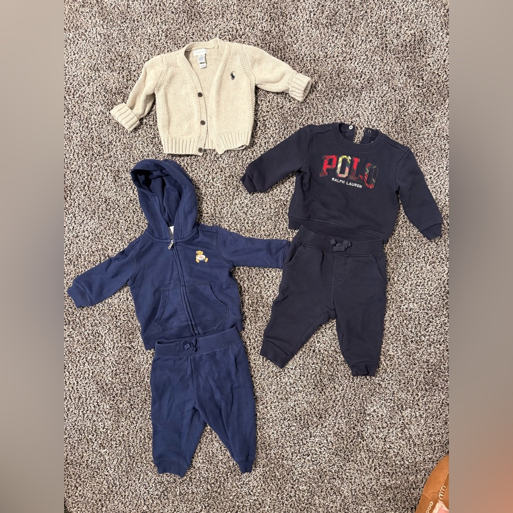 Ralph Lauren Polo Navy Baby Sweatshirt & Pants Sets and Cream Sweater